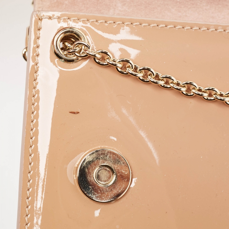 Pre Owned Christian Louboutin Beige Patent Leather Riviera Clutch