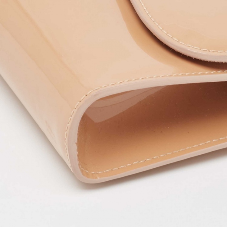 Pre Owned Christian Louboutin Beige Patent Leather Riviera Clutch