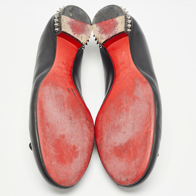 Pre Owned Christian Louboutin Black Leather La Massine Ballet Flats Size 42