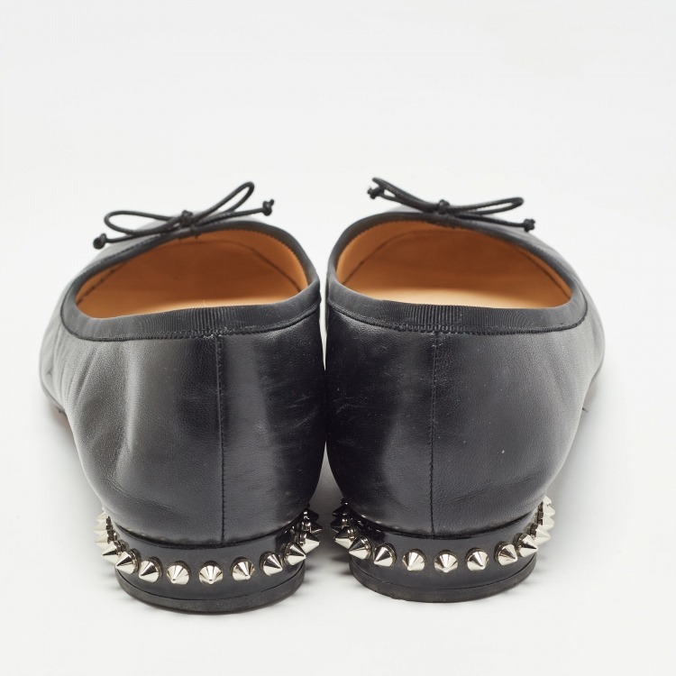 Pre Owned Christian Louboutin Black Leather La Massine Ballet Flats Size 42