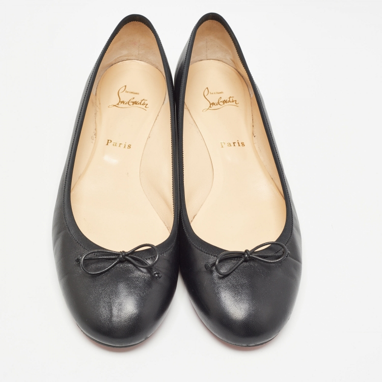 Pre Owned Christian Louboutin Black Leather La Massine Ballet Flats Size 42