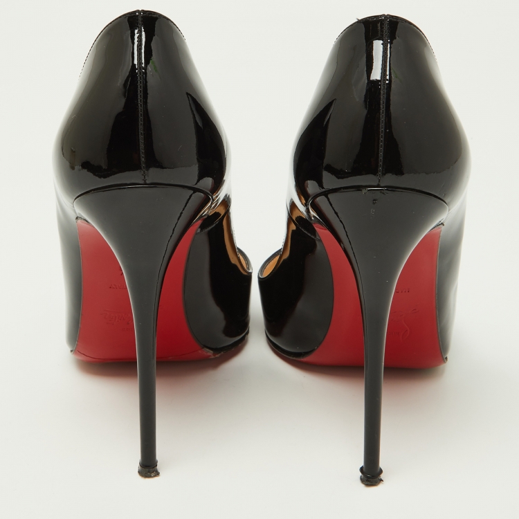 Pre Owned Christian Louboutin Black Patent Leather Pigalle Pointed Toe Pumps Size 38.5