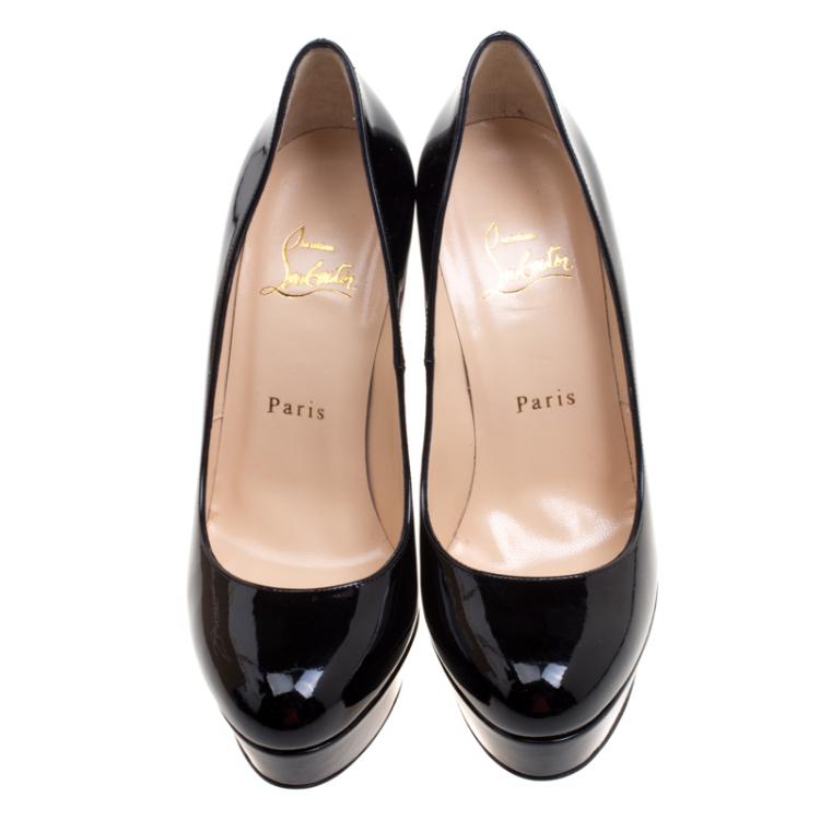 Pre Owned Christian Louboutin Black Patent Leather Bianca Platform Pumps Size 37