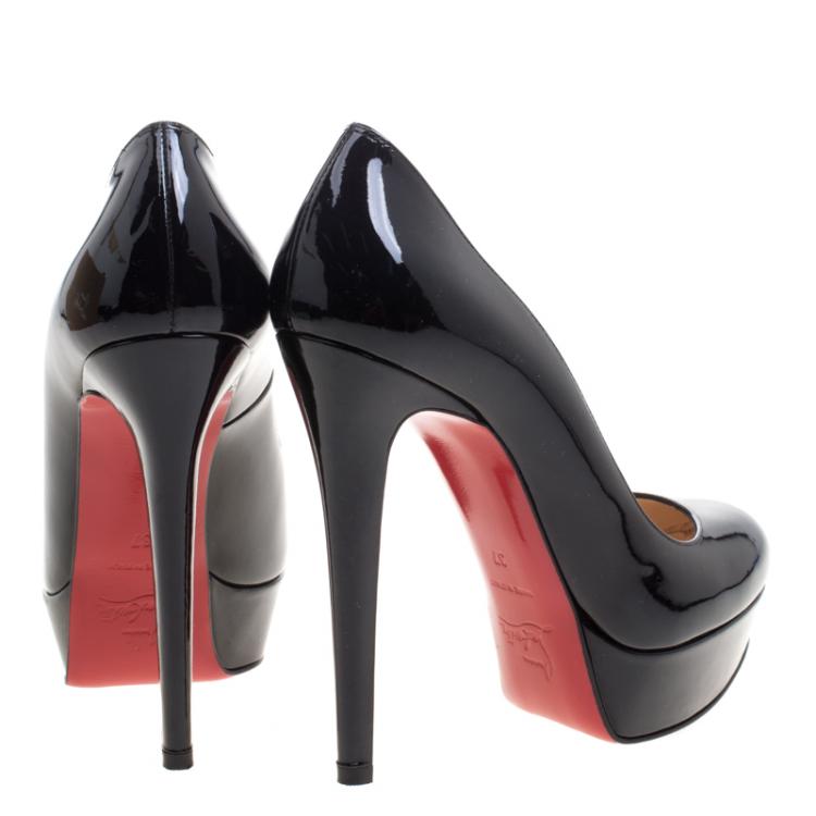 Pre Owned Christian Louboutin Black Patent Leather Bianca Platform Pumps Size 37