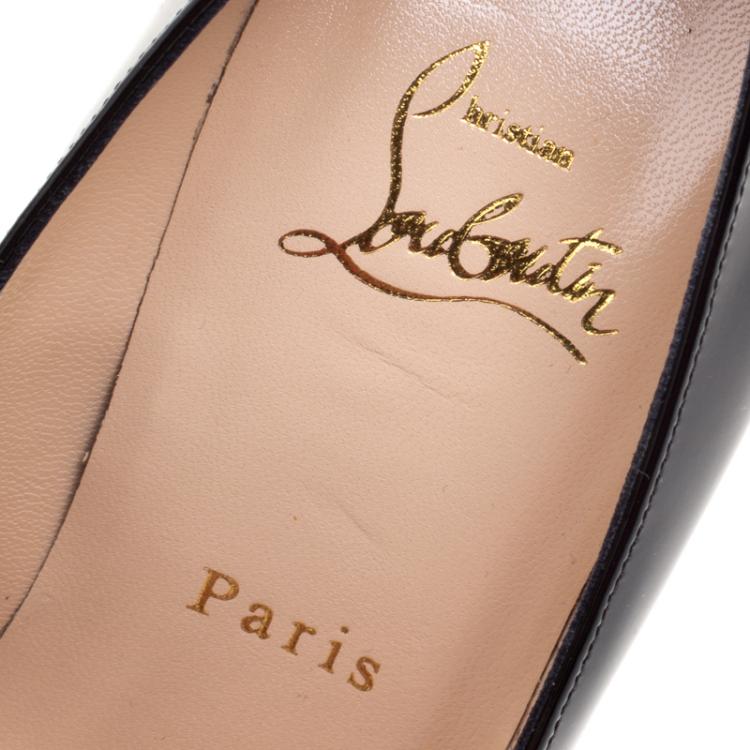 Pre Owned Christian Louboutin Black Patent Leather Bianca Platform Pumps Size 37