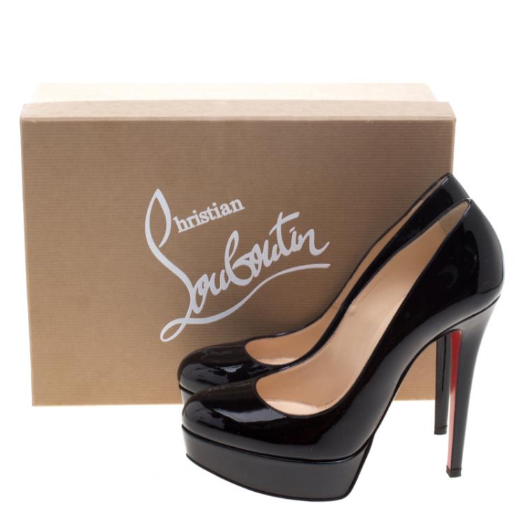Pre Owned Christian Louboutin Black Patent Leather Bianca Platform Pumps Size 37