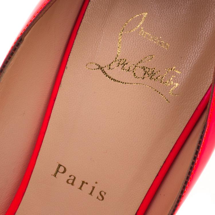 Pre Owned Christian Louboutin Fluorecent Pink Patent Leather and PVC Pivichic Pumps Size 40.5