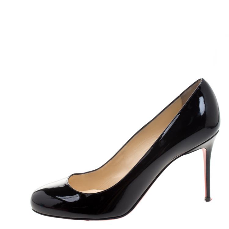 Pre Owned Christian Louboutin Black Patent Leather Fifi Pumps Size 39.5