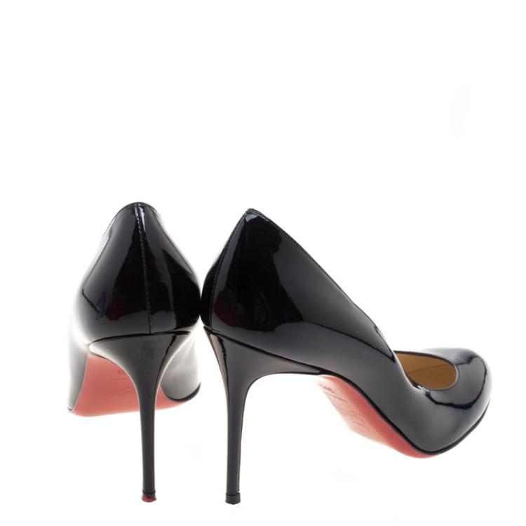 Pre Owned Christian Louboutin Black Patent Leather Fifi Pumps Size 39.5