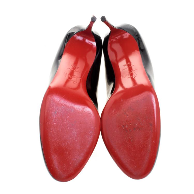 Pre Owned Christian Louboutin Black Patent Leather Fifi Pumps Size 39.5