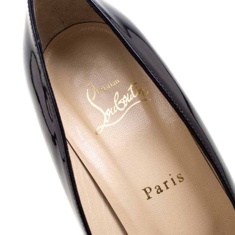 Pre Owned Christian Louboutin Black Patent Leather Fifi Pumps Size 39.5