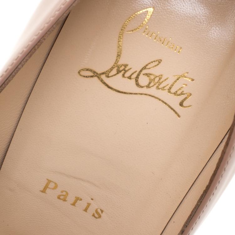 Pre Owned Christian Louboutin Beige Patent Leather Fifi Pumps Size 39.5