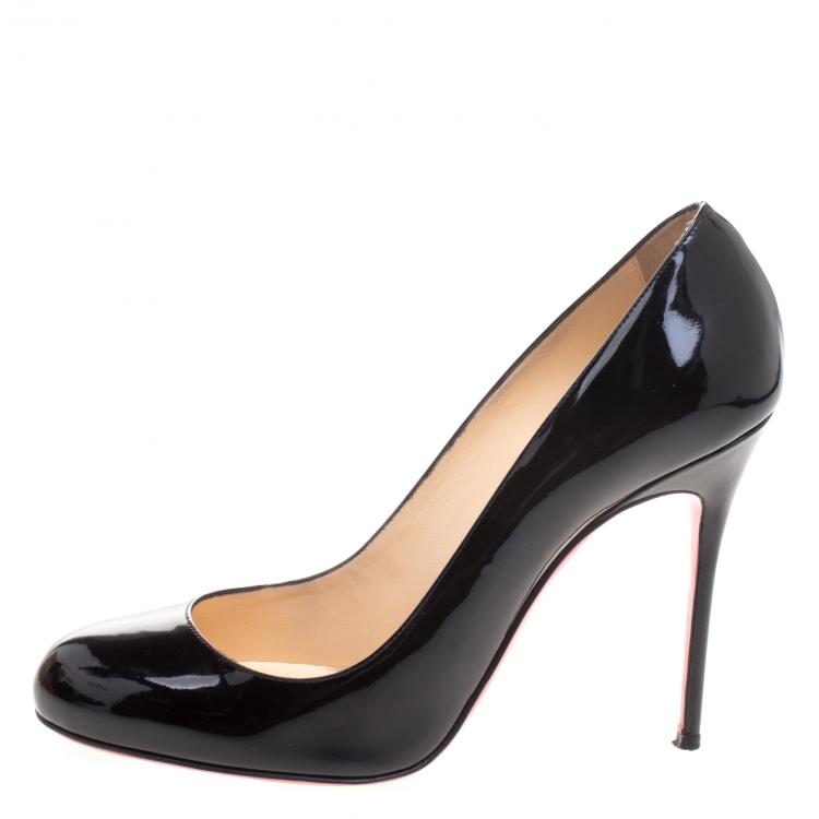 Pre Owned Christian Louboutin Black Patent Leather Fifi Pumps Size 39.5