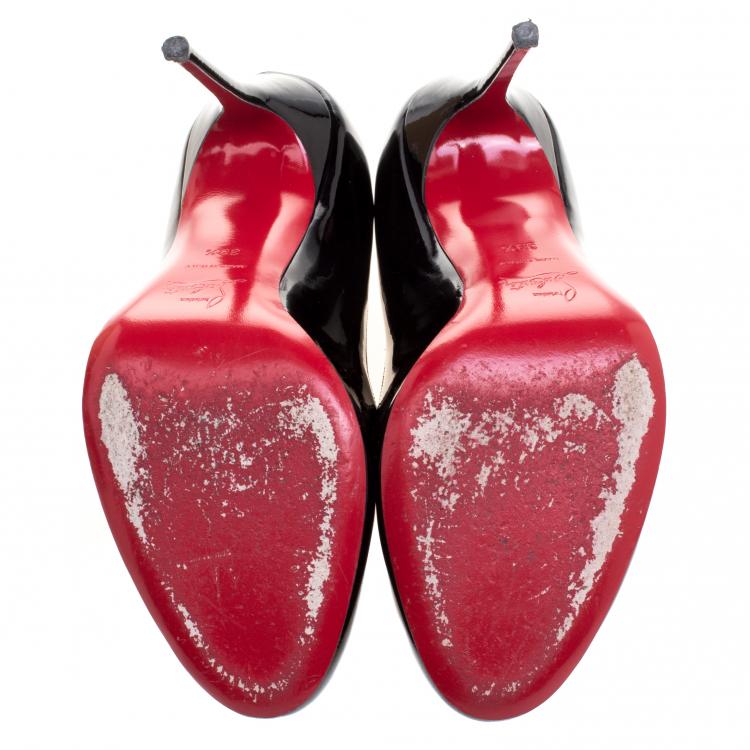 Pre Owned Christian Louboutin Black Patent Leather Fifi Pumps Size 39.5