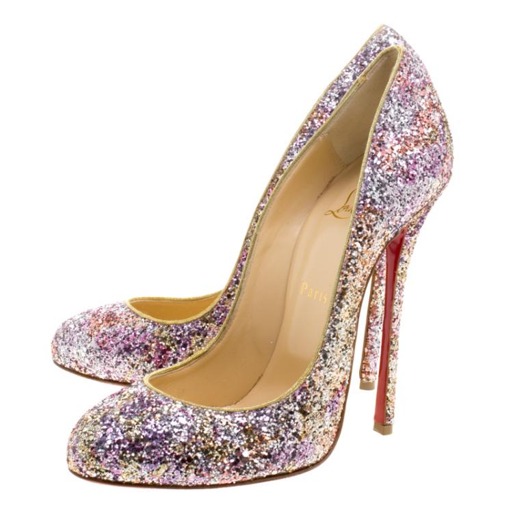 Christian louboutin clearance rainbow glitter heels