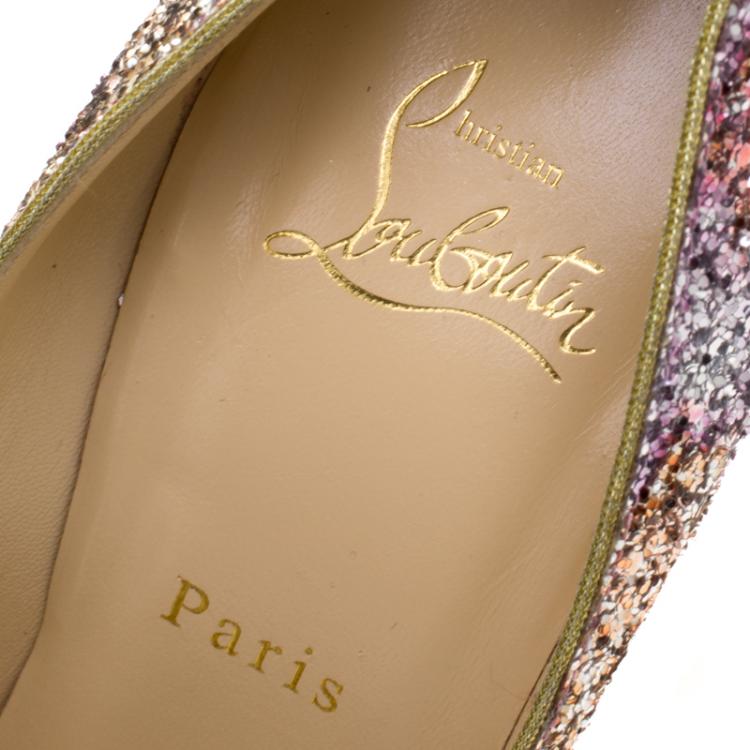 Pre Owned Christian Louboutin Multicolor Glitter Fifi Pumps Size 41