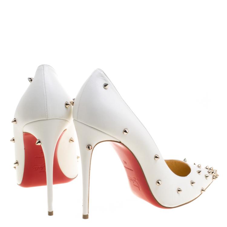 Pre Owned Christian Louboutin White Leather Degraspike Pumps Size 41
