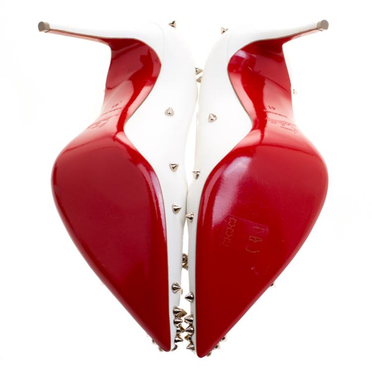 Pre Owned Christian Louboutin White Leather Degraspike Pumps Size 41