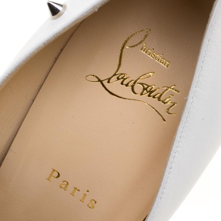 Pre Owned Christian Louboutin White Leather Degraspike Pumps Size 41