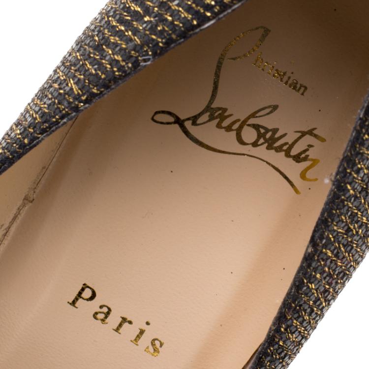 Pre Owned Christian Louboutin Black Glitter Lamè Love Me Bow Pointed Toe Pumps Size 39