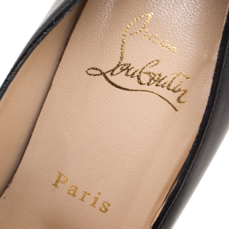Pre Owned Christian Louboutin Black Leather Aborina Platform Pumps Size 37.5