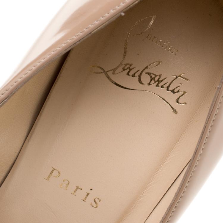 Pre Owned Christian Louboutin Beige Patent Leather Corneille Pointed Toe Pumps Size 40