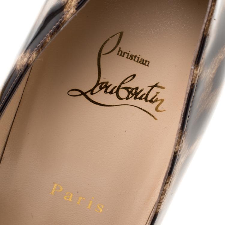 Pre Owned Christian Louboutin Brown Leopard Print Patent Leather Dorrissima Leopardino Pumps Size 39.5