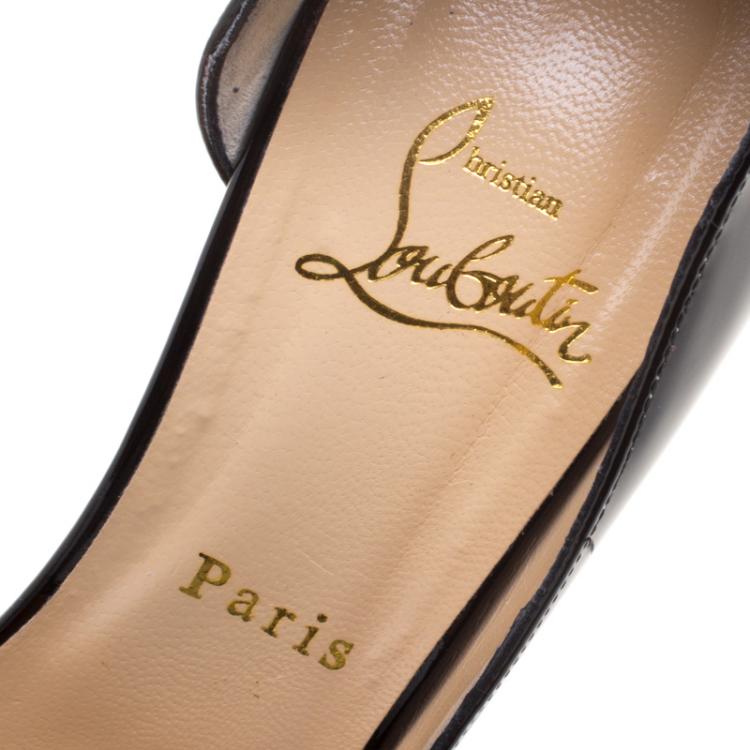 Pre Owned Christian Louboutin Black Patent Leather Iriza D'orsay Pointed Toe Pumps Size 39.5