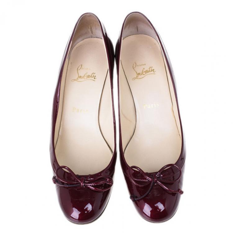 Pre Owned Christian Louboutin Maroon Patent Marcia Balla Pumps Size 39