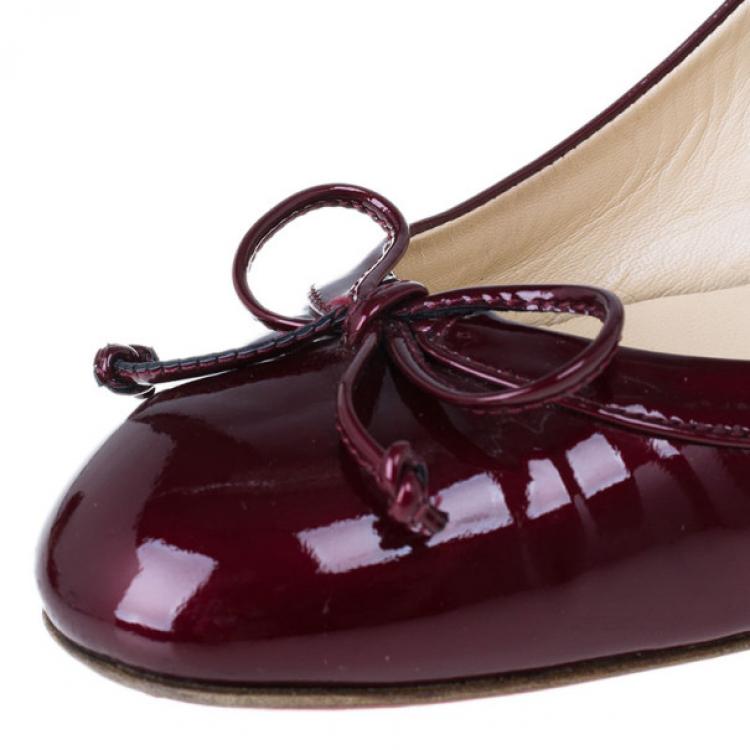 Pre Owned Christian Louboutin Maroon Patent Marcia Balla Pumps Size 39