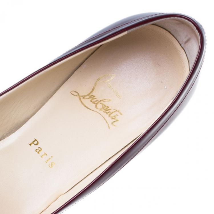 Pre Owned Christian Louboutin Maroon Patent Marcia Balla Pumps Size 39