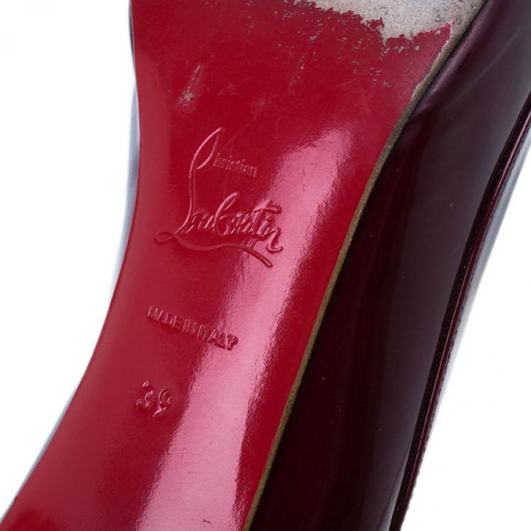 Pre Owned Christian Louboutin Maroon Patent Marcia Balla Pumps Size 39