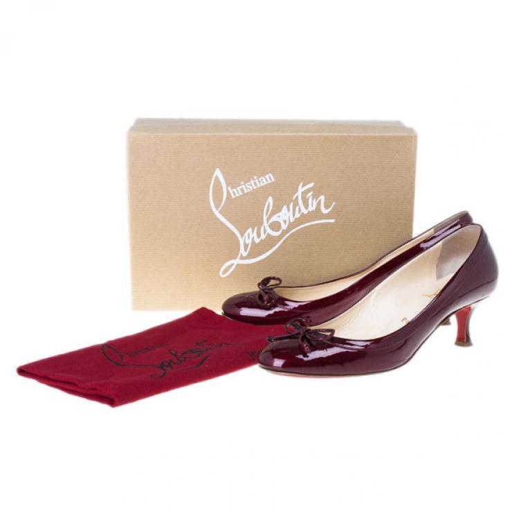 Pre Owned Christian Louboutin Maroon Patent Marcia Balla Pumps Size 39