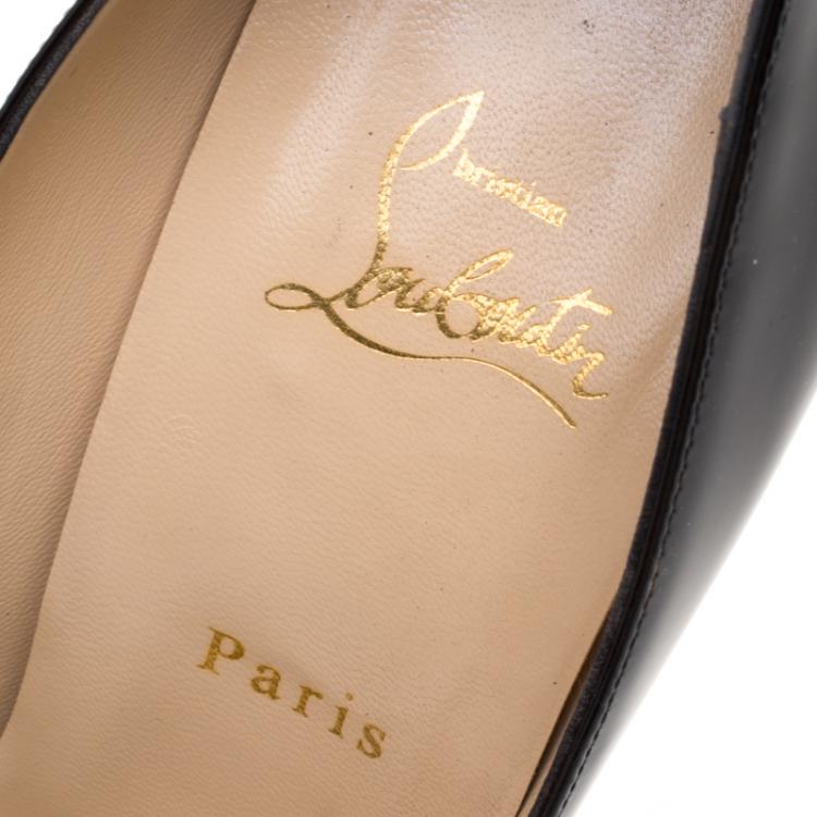 Pre Owned Christian Louboutin Black Patent Leather Lady Peep Platform Pumps Size 41
