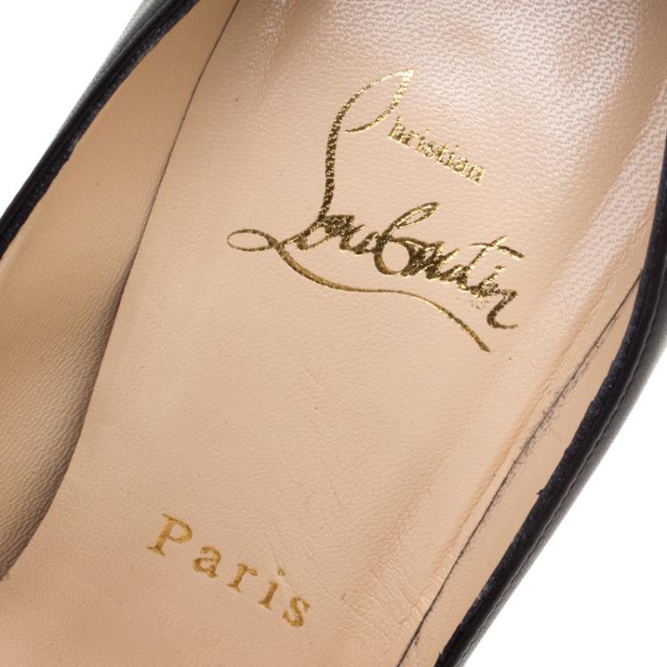 Pre Owned Christian Louboutin Black Leather Bibi Platform Pumps Size 35.5