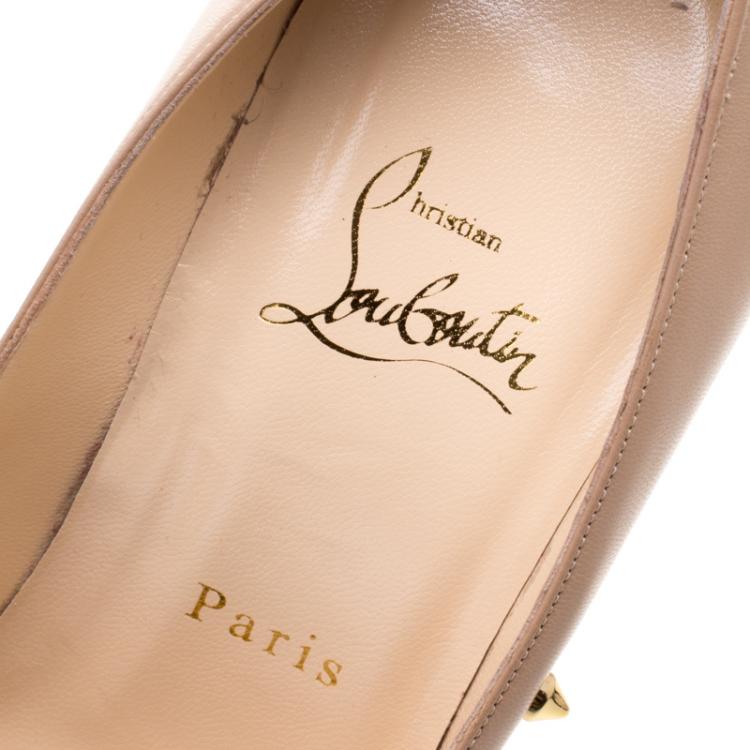 Pre Owned Christian Louboutin Beige Leather Degraspike Pumps Size 39.5