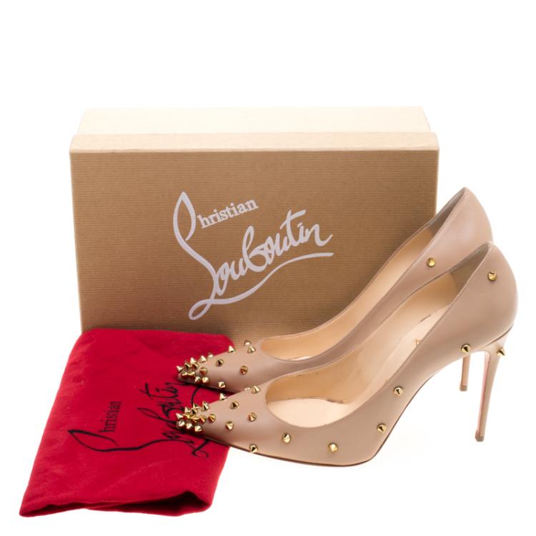 Pre Owned Christian Louboutin Beige Leather Degraspike Pumps Size 39.5