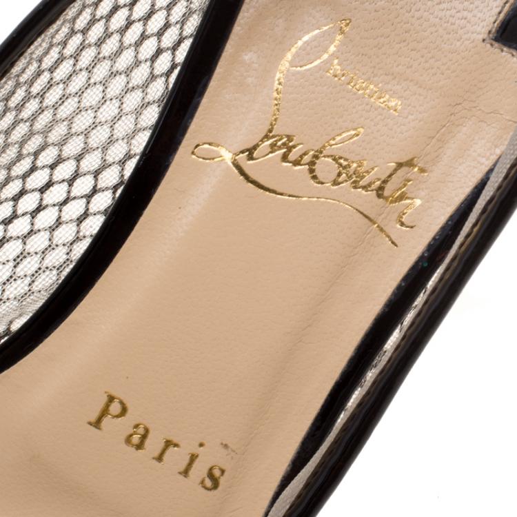 Pre Owned Christian Louboutin Black Mesh Follies Resille Pointed Toe Pumps Size 38.5