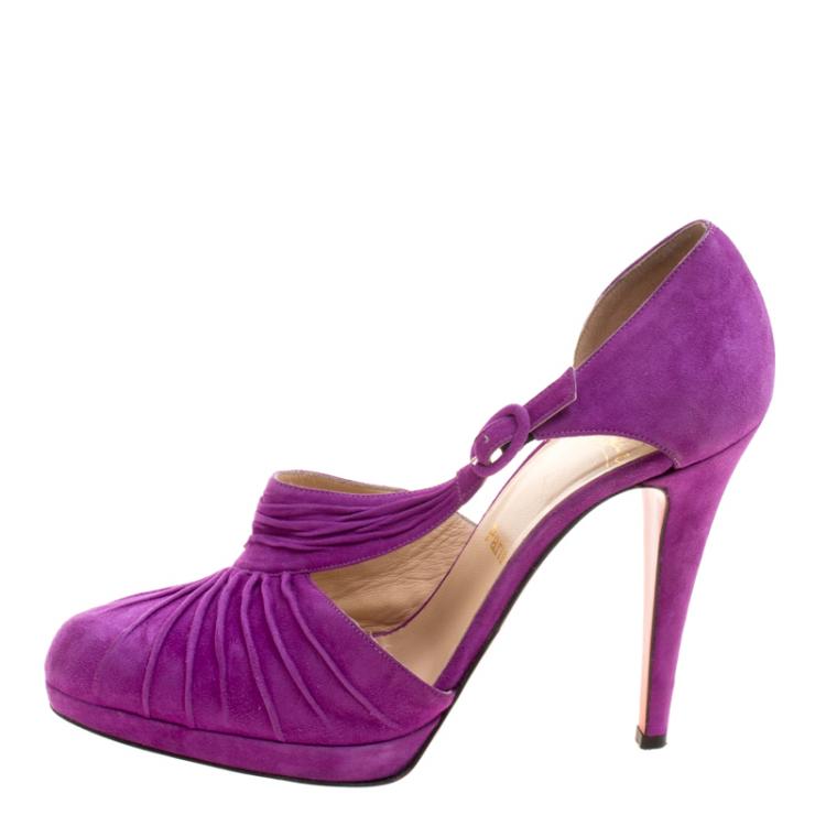 Pre Owned Christian Louboutin Purple Suede Drapiday D'orsay Pumps Size 40