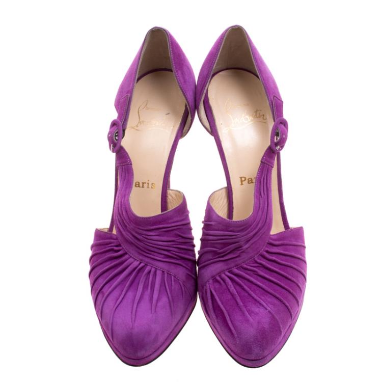 Pre Owned Christian Louboutin Purple Suede Drapiday D'orsay Pumps Size 40