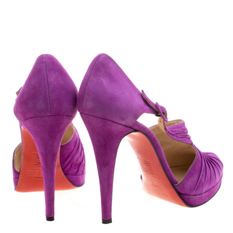 Pre Owned Christian Louboutin Purple Suede Drapiday D'orsay Pumps Size 40