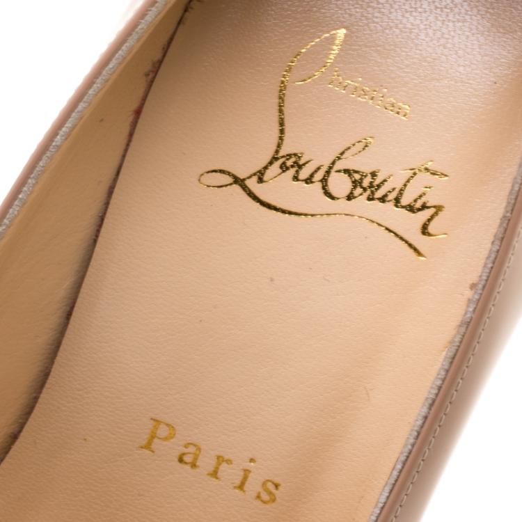 Pre Owned Christian Louboutin Beige Patent Leather Bianca Pumps Size 36.5