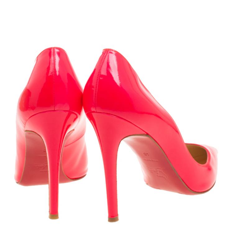 Pre Owned Christian Louboutin Neon Pink Leather Pigalle Pointed Toe  Pumps Size 40