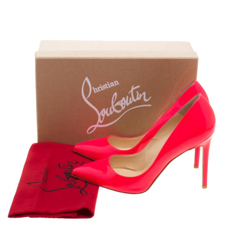 Pre Owned Christian Louboutin Neon Pink Leather Pigalle Pointed Toe  Pumps Size 40