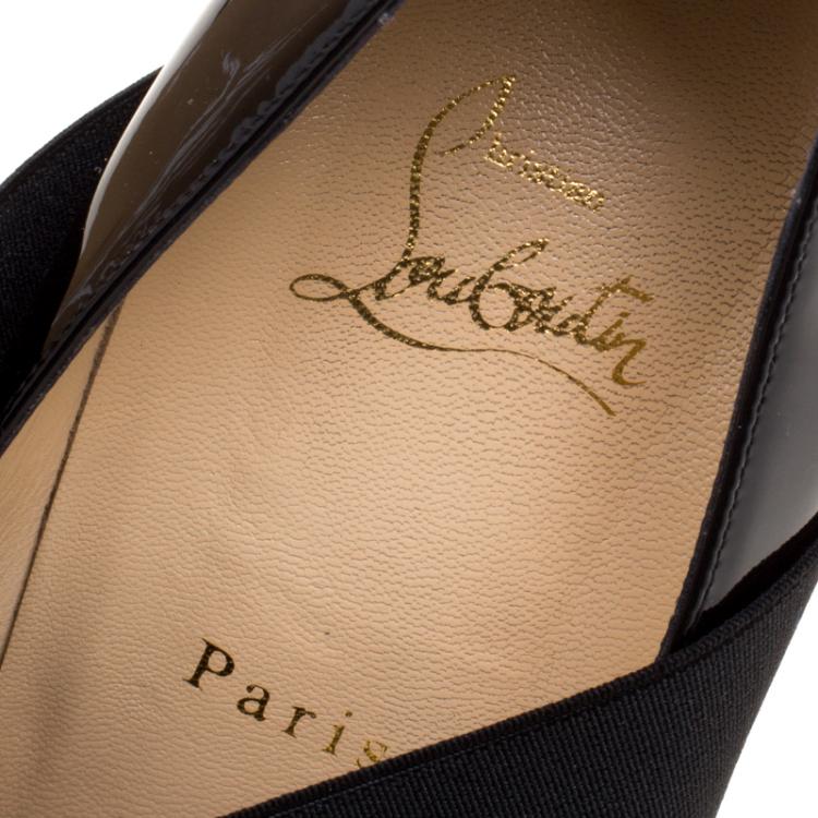 Pre Owned Christian Louboutin Black Patent Leather Sharpstagram Cross Strap Pointed Toe Pumps Size 41