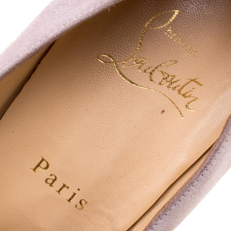 Pre Owned Christian Louboutin Two Tone Suede Maggie Embellished Cap Toe Platform Pumps Size 38.5