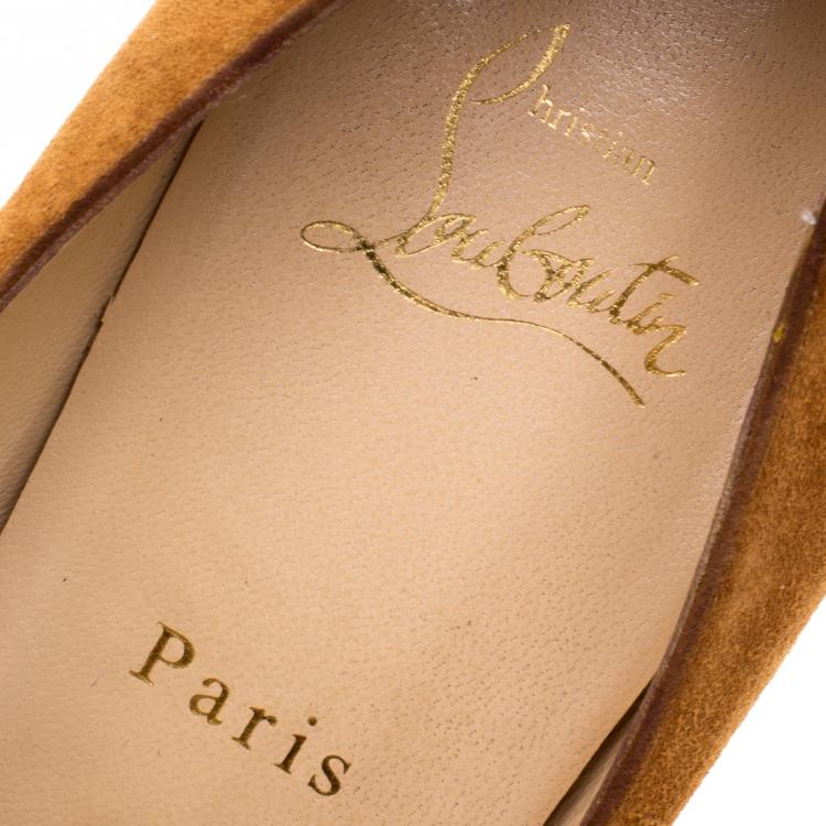Pre Owned Christian Louboutin Two Tone Suede Maggie Embellished Cap Toe Platform Pumps Size 39