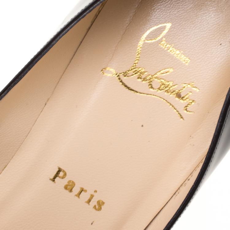 Pre Owned Christian Louboutin Black Patent Leather New Prive Peep Toe Pumps Size 40