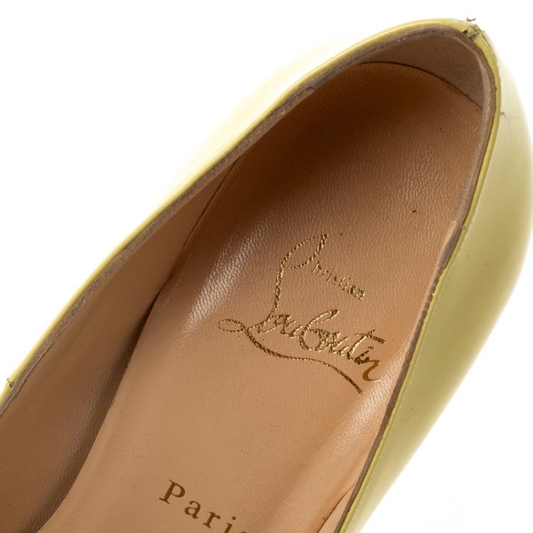 Pre Owned Christian Louboutin Yellow Patent Fifi Pumps Size 39