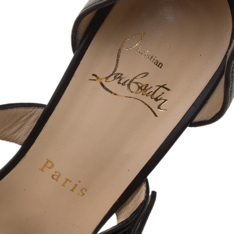 Pre Owned Christian Louboutin Black Leather Sandals Size 37.5